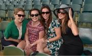 22 November 2014; Irish supporters, left to right, Cathy Feeney, Castlebar, Co Mayo; Joanne Smyth, Mullaghbawn, Co Armagh; Denise Carey, Portglenone, Co Antrim; and Fionuaala O'Boyle, Kilclief, Co Down, before the game. Virgin Australia International Rules Series, Australia v Ireland. Paterson's Stadium, Perth, Australia. Picture credit: Ray McManus / SPORTSFILE