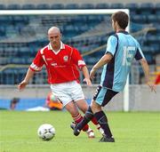 14 July 2007; Barry Johnston, Cliftonville, in action against Adekanmi Olufade, KAA Ghent. UEFA Intertoto Cup, 2nd round, 2nd leg, Cliftonville v KAA Ghent, Windsor Park, Belfast, Co. Antrim. Picture credit: Michael Cullen / SPORTSFILE