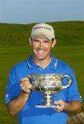 14 July 2007; Padraig Harrington celebrates with the cup after beating Brendan McGovern. Irish PGA Golf Championship, Final Round, European Club Golf Club, Brittas Bay, Co. Wicklow. Picture credit: Ray Lohan / SPORTSFILE