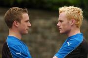 12 July 2007; PUMA players Mark Vaughan, Dublin, right, and Ross Munnelly, Laois, face off ahead of Sunday's Leinster Senior Football Championship final at Croke Park. Picture credit: David Maher / SPORTSFILE