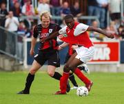 15 July 2007; Keith Barker, St Patrick's Athletic, in action against Damian Brennan, Longford Town. eircom League Premier Division, St Patrick's Athletic v Longford Town, Richmond Park, Dublin. Picture credit: Stephen McCarthy / SPORTSFILE