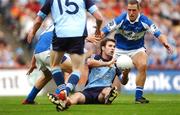 15 July 2007; Brian Cullen, Dublin, passes to Mark Vaughan who went on to score the first goal. Bank of Ireland Leinster Senior Football Championship Final, Dublin v Laois, Croke Park, Dublin. Picture credit: Caroline Quinn / SPORTSFILE