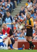 15 July 2007; Alan Brogan, Dublin, is shown a Yellow Card by referee Michael Hughes. Bank of Ireland Leinster Senior Football Championship Final, Dublin v Laois, Croke Park, Dublin. Picture credit: Ray McManus / SPORTSFILE