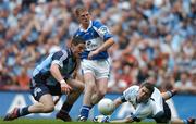 15 July 2007; Dublin goalkeeper Stephen Cluxton and full-back Ross McConnell, half block a shot by Brian McDonald, Laois, the resulting loose ball was put into the net by Ross Munnelly for Laois' first goal. Bank of Ireland Leinster Senior Football Championship Final, Dublin v Laois, Croke Park, Dublin. Picture credit: Brendan Moran / SPORTSFILE