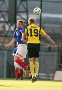 17 July 2007; Peter Thompson, Linfield, in action against Fredrik Bjorck, IF Elfsborg. UEFA Champions League, 1st Round, 1st leg, Linfield v IF Elfsborg, Windsor Park, Belfast, Co. Antrim. Picture credit: Oliver McVeigh / SPORTSFILE