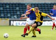 17 July 2007; Mark Dickson, Linfield, in action against Anreas Augustssond, IF Elfsborg. UEFA Champions League, 1st Round, 1st leg, Linfield v IF Elfsborg, Windsor Park, Belfast, Co. Antrim. Picture credit: Oliver McVeigh / SPORTSFILE