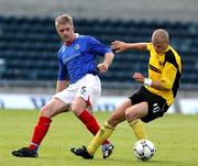 17 July 2007; Samuel Holman, IF Elfsborg, in action against WIlliam Murphy, Linfield. UEFA Champions League, 1st Round, 1st leg, Linfield v IF Elfsborg, Windsor Park, Belfast, Co. Antrim. Picture credit: Oliver McVeigh / SPORTSFILE