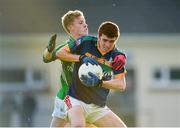 26 November 2014; Shane Courtney, St. Brendan's, in action against Adam O'Dwyer, Coláiste Na Sceilge. Corn Ui Mhuiri, Round 3, St. Brendan's, Killarney, v Coláiste Na Sceilge, Cahersiveen. Cromane, Co. Kerry. Picture credit: Stephen McCarthy / SPORTSFILE