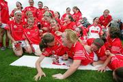 15 July 2007; Cork players celebrate victory over Dublin. TG4 Ladies All-Ireland Minor Football Final, Dublin v Cork, JJ Brackens GAA Club, Templemore, Co. Tipperary. Picture credit: Kieran Clancy / SPORTSFILE