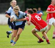 15 July 2007; Noelle Healy, Dublin, in action against Ciara O'Sullivan, Cork. TG4 Ladies All-Ireland Minor Football Final, Dublin v Cork, JJ Brackens GAA Club, Templemore, Co. Tipperary. Picture credit: Kieran Clancy / SPORTSFILE