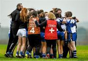 29 November 2014; Castleisland Desmonds players and backroom team celebrate after victory over Clonbur. TESCO HomeGrown Intermediate Ladies Football Club Championship Final, Castleisland Desmonds, Kerry v Clonbur, Galway. Corofin, Co. Clare. Picture credit: Diarmuid Greene / SPORTSFILE