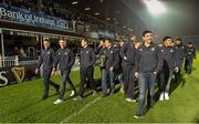 29 November 2014; Leinster Under-18 Club squad do a lap of honour at half time during the Leinster v Ospreys, Guinness PRO12 Round 9 match. Picture credit: Brendan Moran / SPORTSFILE