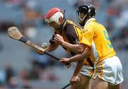 28 July 2007; JJ Dunphy, Kilkenny, in action against Conor Rocks, Antrim. ESB All-Ireland Minor Hurling Championship Quarter-Final, Antrim v Kilkenny, Croke Park, Dublin. Picture credit; Brendan Moran / SPORTSFILE