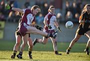 30 November 2014; Shannon McGroody, Termon, in action against Roisin O'Sullivan, Mourneabbey. TESCO HomeGrown All-Ireland Senior Club Championship Final, Termon, Donegal v Mourneabbey, Cork, Tuam Stadium, Tuam, Co. Galway. Picture credit: Matt Browne / SPORTSFILE