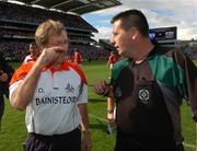 29 July 2007; Cork manager Gerald McCarthy confronts referee Brian Gavin at the end of the game. Guinness All-Ireland Senior Hurling Championship Quarter-Final, Cork v Waterford, Croke Park, Dublin. Picture credit; David Maher / SPORTSFILE