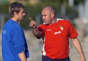 1 August 2007; John McDonnell, right, St. Patrick's Athletic's manager, with Billy Gibson, during squad training ahead of their UEFA Cup clash with Odense BK. Fionia Park, Odense, Denmark. Picture credit; David Maher / SPORTSFILE