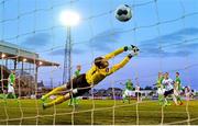 2 May 2014; Richie Towell, Dundalk, beats Cork City goalkeeper Mark McNulty to score his side's fourth goal. Airtricity League Premier Division, Dundalk v Cork City, Oriel Park, Dundalk, Co. Louth. Picture credit: David Maher / SPORTSFILE