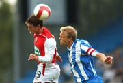 2 August 2007; Ryan Guy, St. Patrick's Athletic, in action against Ulrik Laursen, Odense BK. UEFA Cup, First Qualifying round, Second leg, Odense BK v St. Patrick's Athletic, Fionia Park, Odense, Denmark. Picture credit; David Maher / SPORTSFILE