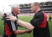 4 August 2007; Cork manager Billy Morgan and Sligo manager Tommy Breheny shake hands at the end of the game. Bank of Ireland Football Championship Quarter Final, Sligo v Cork, Croke Park, Dublin. Picture Credit; Oliver McVeigh / SPORTSFILE