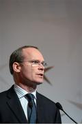 8 December 2014; Simon Coveney TD, Minister for Agriculture, Food and the Marine, speaking during the Horse Racing Ireland Awards 2014. Leopardstown Racecourse, Leopardstown, Co. Dublin. Picture credit: Barry Cregg / SPORTSFILE