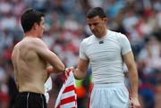 4 August 2007; The Sligo goalkeeper Philip Green, left, exchanges jerseys with his opposite number Alan Quirke, Cork. Bank of Ireland Football Championship Quarter Final, Sligo v Cork, Croke Park, Dublin. Picture Credit; Ray McManus / SPORTSFILE