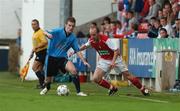 6 August 2007; Alan Kirby, St. Patrick's Athletic, in action against Shane Fitzgerald, UCD. eircom league of Ireland, St. Patrick's Athletic v UCD, Richmond Park, Dublin. Picture Credit; Stephen McCarthy / SPORTSFILE