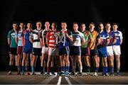 10 December 2014; Fitzgibbon Cup players, from left, Jim White, NUI Maynooth, Jason Flynn, GMIT, Declan Hannon, Mary Immaculate, Matthew O'Hanlon, UCD, Stephen Maher, IT Carlow, John O'Dwyer, Cork IT, Jake Dillon, WIT, Simon Doherty, UUJ, Alan Dempsey, Limerick IT,  Cian Boland, DCU, Kieran Bergin, DIT, Tommy Heffernan, UL, Peter Sutton, St. Pats Drumcondra / Mater Dei, in attendance at the launch of the Independent.ie Higher Education GAA Senior Championships at Croke Park, Dublin. Picture credit: Stephen McCarthy / SPORTSFILE