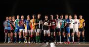 10 December 2014; Sigerson Cup players, from left, Barry O'Farrell, GMIT, John Heslin, UCD,  Tiernan Daly, Trinity, Kieran Kilcline, Athlone, Eamonn Kiely, UL, Cormac Costello, St. Pats Drumcondra / Mater Dei, Shane Murphy, IT Carlow, Graham Geraghty, IT Blanchardstown, Ryan McHugh, IT Sligo, Aidan Forker, St. Marys Belfast, Paul O'Donoghue, IT Tralee, David Hyland, NUI Maynooth, Ciaran Reddin, DIT, Michael Cunningham, Queens, Donal O'Sullivan, NUI Galway, and Tom Flynn, DCU, in attendance at the launch of the Independent.ie Higher Education GAA Senior Championships at Croke Park, Dublin. Picture credit: Stephen McCarthy / SPORTSFILE