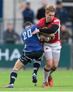 13 December 2014; Josh Davies, Plymouth Albion, is tackled by Charlie Rock, Leinster A. British & Irish Cup Round 6. Leinster A v Plymouth Albion, Donnybrook Stadium, Donnybrook, Dublin.  Picture credit: Pat Murphy / SPORTSFILE