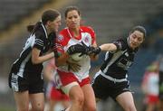 4 August 2007; Sarah Donnelly, Tyrone, in action against Elaine O'Reilly, left, and Martina Keane, Sligo. TG4 All Ireland Ladies Football Championship, Group 1, Tyrone v Sligo, Kingspan Breffni Park, Cavan. Picture credit; Pat Murphy / SPORTSFILE