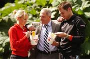 8 August 2007; Reigning European Indoor 400m Champion David Gillick and world champion hurdler Derval O'Rourke check out some Japanese cuisine with the help of Peter Kealy, Managing Director, SPAR Ireland, at a photocall ahead of their departure as part of Team Ireland to the 11th IAAF World Championships in Athletics. SPAR Ireland's 'Sprint to Japan' campaign has recruited an entourage of support for Ireland's top athletes through a promotion run in over 400 SPAR and SPAR Express stores throughout Ireland earlier this summer offering free trips to the IAAF World Championships in Osaka. The 11th IAAF World Championships in Athletics Osaka will be held from August 25th to September 2nd at the Nagai Stadium in Osaka, Japan. The Herbert Park Hotel, Ballsbridge, Dublin. Picture credit: Brendan Moran / SPORTSFILE