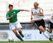 9 August 2007; Michelle O'Brien, representing Columbia University and Ireland, in action against Bettina Maria Grossman, Germany. World University Games 2007, Ladies Soccer, Pool A, Ireland v Germany, Supachalasai, National Stadium, Bangkok, Thailand. Picture credit: Brian Lawless / SPORTSFILE