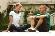 10 August 2007; Irish athletes Joanne Cuddihy, left, who will be competing in the Women's 400m, and David Campbell, who will be competing in the Men's 800m, at a press conference ahead of the 11th IAAF World Championships in Athletics to be held in Osaka, Japan from 25th August to 2nd September. Merrion Hotel & Merrion Square, Dublin. Picture credit: Brendan Moran / SPORTSFILE