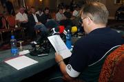 12 August 2007; Ireland's head coach Eddie O'Sullivan speaking during a press conference to announce their squad for the Rugby World Cup. Ireland Rugby World Cup Squad Announcement, Killiney Castle, Dublin. Picture credit; Matt Browne / SPORTSFILE