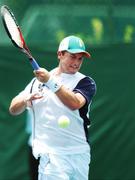 12 August 2007; Colin O'Brien, from Malahide, Co. Dublin, representing William and Mary College, USA, and Ireland, in action during his match against Slovakia's Jan Stancik. Colin was beaten by 5th seed Stancik 2 sets to 1 (7-6, 4-6, 0-6). World University Games 2007, Men's Singles, Round 3, National Tennis Development Centre, Bangkok, Thailand. Picture credit: Brian Lawless / SPORTSFILE