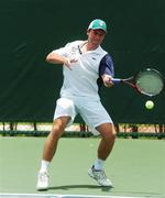 12 August 2007; Colin O'Brien, from Malahide, Co. Dublin, representing William and Mary College, USA, and Ireland, in action during his match against Slovakia's Jan Stancik. Colin was beaten by 5th seed Stancik 2 sets to 1 (7-6, 4-6, 0-6). World University Games 2007, Men's Singles, Round 3, National Tennis Development Centre, Bangkok, Thailand. Picture credit: Brian Lawless / SPORTSFILE