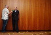 14 August 2007; Drogheda United manager Paul Doolin is interviewed after a press conference before their UEFA Cup clash with Helsingsborgs. Radisson Hotel, Dublin Airport, Dublin. Picture credit; Pat Murphy / SPORTSFILE