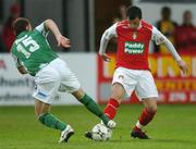 17 August 2007; Keith Fahey, St Patrick's Athletic, in action against Jay O'Shea, Bray Wanderers. Ford FAI Cup 3rd round, Bray Wanderers v St Patrick's Athletic, Carlisle Grounds, Bray, Co. Wicklow. Picture credit; David Maher / SPORTSFILE