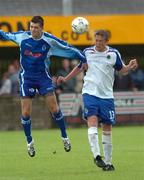 18 August 2007; Kris Lindsay, Linfield, in action against Shea Campbell, Dungannon Swifts. CIS Insurance Cup, Group A, Dungannon Swifts v Linfield, Stangmore Park, Dungannon, Co. Tyrone. Picture credit: Michael Cullen / SPORTSFILE