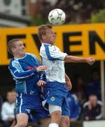 18 August 2007; Peter Thompson, Linfield, in action against J.P Gallagher, Dungannon Swifts. CIS Insurance Cup, Group A, Dungannon Swifts v Linfield, Stangmore Park, Dungannon, Co. Tyrone. Picture credit: Michael Cullen / SPORTSFILE