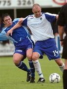 18 August 2007; Paul McAreavey, Linfield, in action against Michael Hegarty, Dungannon Swifts. CIS Insurance Cup, Group A, Dungannon Swifts v Linfield, Stangmore Park, Dungannon, Co. Tyrone. Picture credit: Michael Cullen / SPORTSFILE