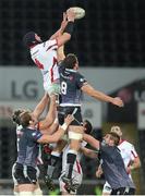 20 December 2014; Dan Tuohy, Munster, wins possession of the ball from a lineout ahead of Tyler Ardron, Ospreys. Guinness PRO12, Round 10, Ospreys v Ulster, Liberty Stadium, Swansea, Wales. Picture credit: Steve Pope / SPORTSFILE