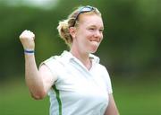 17 August 2007; Niamh Kitching, from Claremorris, Co. Mayo, representing University of Limerick and Ireland, celebrates on the 18th green during the final round. Niamh carded a 7 over round of 79 today to finish 18th in the individual tournament with an overall score of 313. Niamh's score helped take the Ireland team to Silver medal position losing out by only one shot to the Mexico team with an overall team total of 602. World University Games 2007, Women's Team and Individual Golf Event, Final Round, Watermill Golf and Gardens, Bangkok, Thailand. Picture credit: Brian Lawless / SPORTSFILE