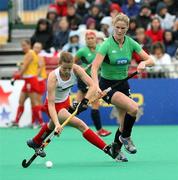 18 August 2007; Helen Richardson, England, in action against Linda Caulfield, Ireland. 2007 EuroHockey Nations Championships, Womens, Pool A, Ireland v England, Belle Vue Hockey Centre, Kirkmanshulme Lane, Belle Vue, Manchester, England. Picture credit: Oliver McVeigh / SPORTSFILE