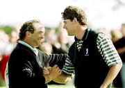 15 August 1999; Padraig Harrington congratulates Costantino Rocca after he won the West of Ireland Golf Classic at the Galway Bay Golf & Country Club in Galway. Photo by Matt Browne/Sportsfile