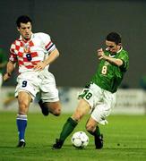 4 September 1999; Mark Kinsella of Republic of Ireland in action against Davor Suker of Croatia during the UEFA European Championships Qualifying Group 8 match between Croatia and Republic of Ireland at Maksimir Stadium in Zagreb, Croatia. Photo by Brendan Moran/Sportsfile