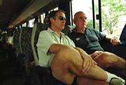 9 April 1999; Manager Brian Kerr, left, and Noel O'Reilly on the team bus on their way to a Republic of Ireland U20 Squad training sesssion at the Liberty Stadium in Ibadan, Nigeria. Photo by David Maher/Sportsfile