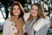 29 December 2014; Aisling Swaine, left, from Templeogue, Dublin and Grainne Bleasdale from Connemara, Co. Galway, enjoying a day at the races. Leopardstown Christmas Festival, Leopardstown, Co. Dublin. Picture credit: Barry Cregg / SPORTSFILE