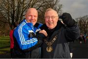 1 January 2015; Official race starters Michael Carruth, left, boxing gold medallist at the 1992 Olympic Games in Barcelona and Dublin’s Lord Mayor Christy Burke before the start of the 2015 Tom Brennan Memorial Trophy 5K Road Race. The Furze Road, Phoenix Park. Picture credit: Tomás Greally / SPORTSFILE