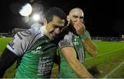 1 January 2015; Connacht's Mils Muliaina, left, and John Muldoon celebrate after victory over Munster. Connacht v Munster, Guinness PRO12 Round 12. The Sportsground, Galway. Picture credit: Diarmuid Greene / SPORTSFILE